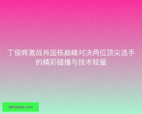 丁俊晖激战肖国栋巅峰对决两位顶尖选手的精彩碰撞与技术较量