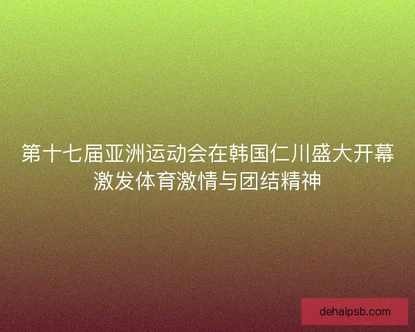 第十七届亚洲运动会在韩国仁川盛大开幕激发体育激情与团结精神